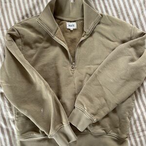 Mate The Label Tan Half-Zip Sweater